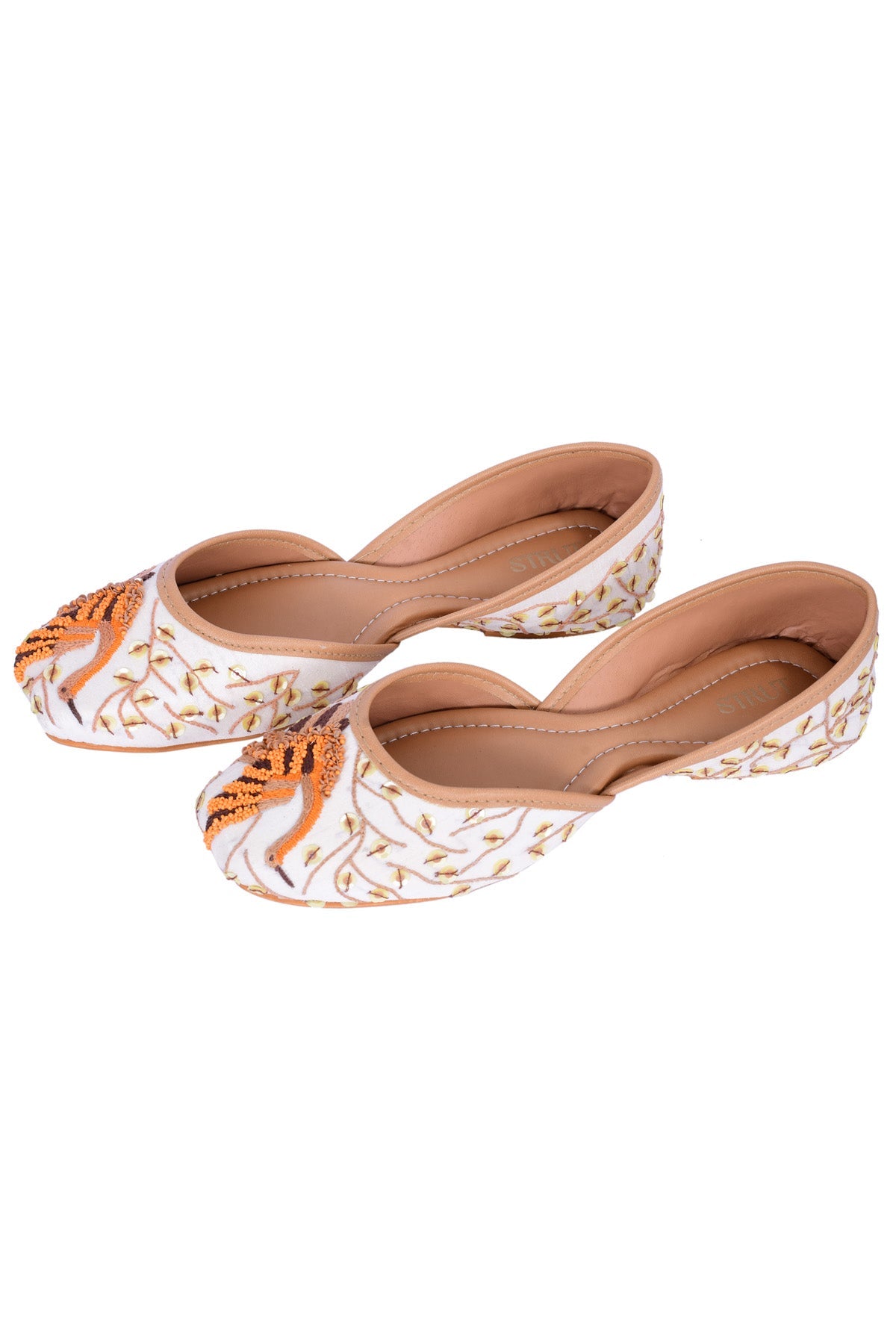 Strut White Bird Embroidered Jutti Accessories online at ScrollnShops